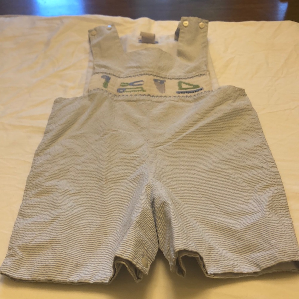 Smocked jumper maybe size 18mos.  Tag is faded.